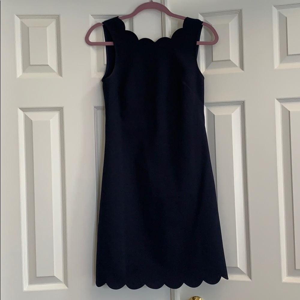 J. Crew Navy Scalloped Dress